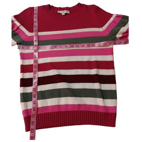 LOFT Pullover Sweater Top Size MediumP Cotton Blend Colorful Stripes - Picture 6 of 9